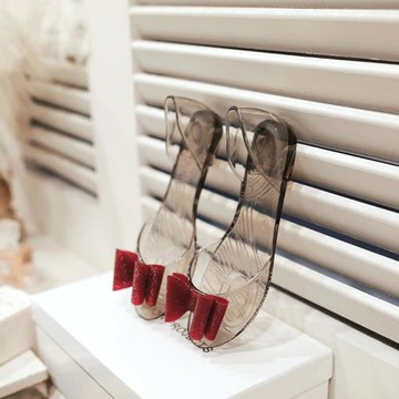 夏天韓版鞋子果凍鞋沙灘鞋女涼鞋媽媽一字帶透明水晶平底鞋塑料