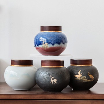 茶葉罐復古醒茶器手工茶倉禪意陶瓷存儲罐木蓋密封罐功夫茶罐子