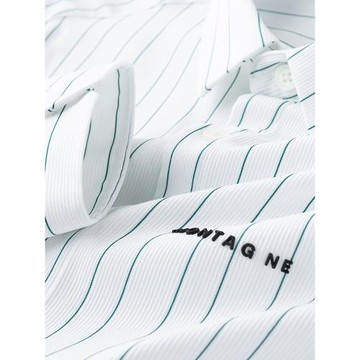 彈力商務 輕奢春秋季薄款白色條紋長袖襯衫男修身高級感寸衫男士