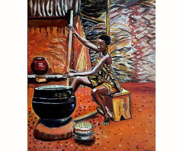 女人非洲繪畫原創藝術油畫牆裝飾藝術