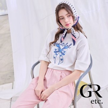 【GLORY21】網路獨賣款-etc.立體蝴蝶結太空棉上衣-白色