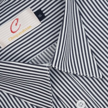 【CHINJUN】男士商務襯衫 抗皺加強 長袖 黑白相間條紋 588-4
