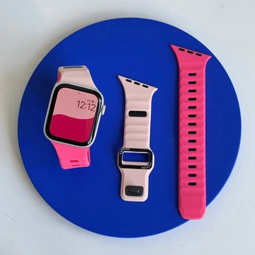 創意斜紋 不規則 撞色 硅膠錶帶 適用於 Apple Watch S11 10 9 SE 錶帶 46/49MM 運動錶帶