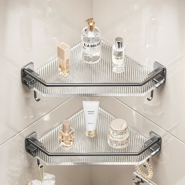 【免打孔擴容】浴室置物架 衛生間置物架 洗手間收納架 洗漱臺收納 廁所轉角架 亞克力材質 三角收納架 防水防潮 強力承重