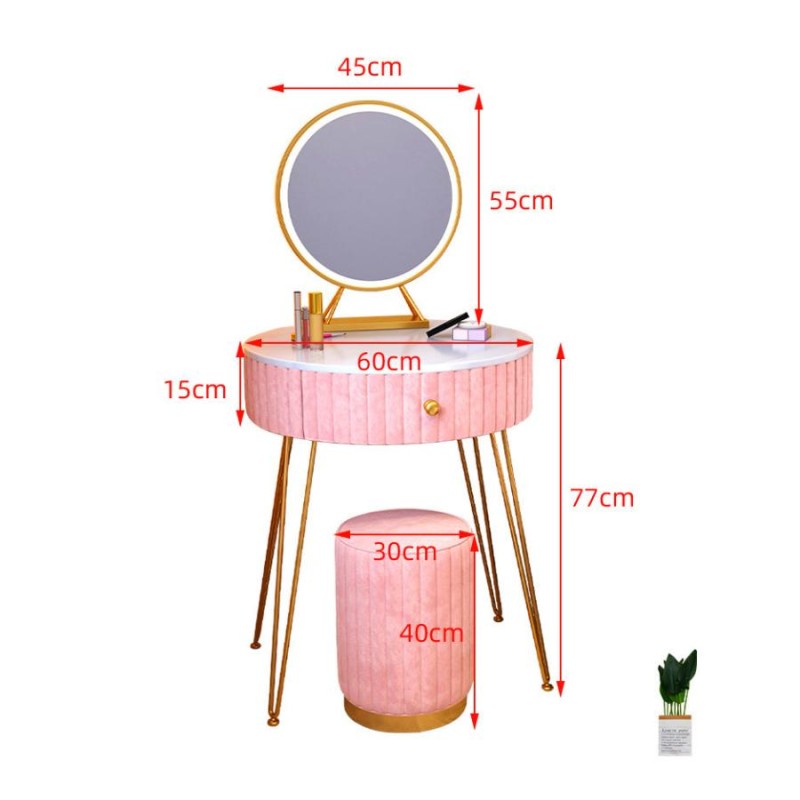 女性大人気　ピンク　可愛い　円型オシャレドレッサー　LED三段ミラー　椅子セット ドレッサー 円型 鏡台 おしゃれ 化粧台 コスメ台 姫系 女性