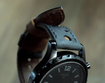 真皮錶帶男士皮革錶帶穿孔錶帶