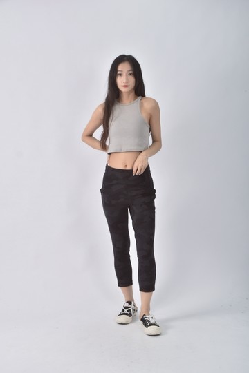 (XL) lululemon高腰運動質感迷彩灰色長褲