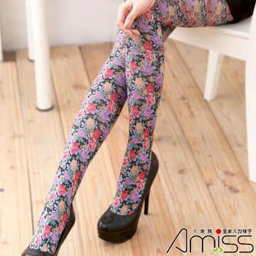 【Amiss】造型褲襪-復古花 復古玫瑰花(A121-76)
