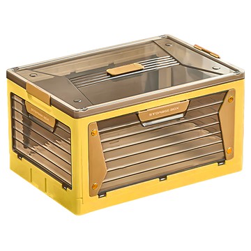 五開式磁吸摺疊收納箱 帶滑輪 防蟲防黴  大(52.5 x 36 x 28.5cm)  黃色  1個