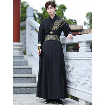 原創漢服男裝中國風古裝武俠俠客黑色套裝古風帥氣學生國風演出服