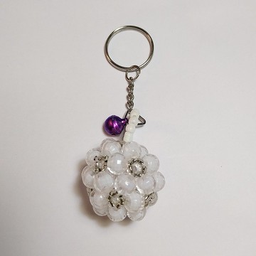 鑰匙扣球白鈴鐺紫串珠漂亮可愛