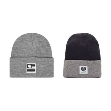 Carhartt WIP 毛帽 深灰色、撞色海軍藍