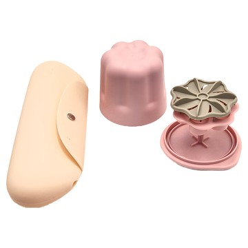 化妝刷清洗杯晾曬架 附矽膠收納米黃色美妝包 粉色 1個