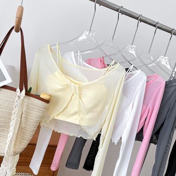 設計感純欲時尚不規則短款t恤罩衫防曬衫外搭上衣吊帶兩件套女