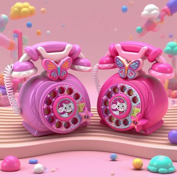 兒童節禮物✨兒童玩具 創意玩具 小學生禮物 幼稚園禮物 兒童仿真電話機復古公主電話玩具撥號發出鈴鈴聲益智過家家禮物批