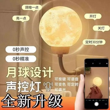無用良品 聲控月球小夜燈｜創意月亮燈 插電USB款 床頭燈 可定時 小夜燈臥室氣氛燈 生日禮物 交換禮物