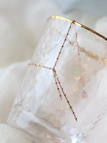 純銀項鏈女輕奢小眾頸鏈氣質簡約玫瑰金流蘇短款鎖骨鏈女超仙網紅1入