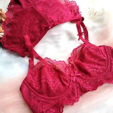 小芬超薄文胸大胸顯小性感透明聚攏文胸套裝有鋼圈蕾絲內衣無海棉