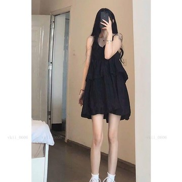 【韓版中大尺碼女裝】加大尺碼女生短袖連身裙休閒洋裝洋裝 寬鬆 150公斤內可穿 寬鬆顯瘦特大尺碼胖mm300斤夏 vk2