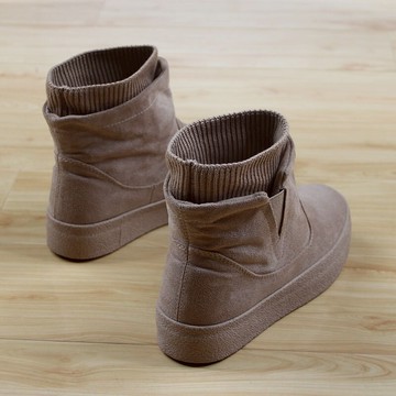 人本高幫棉鞋女加厚冬款保暖厚底雪地靴女百搭套筒加絨短靴子女潮