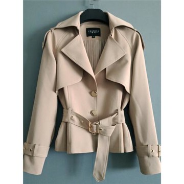 長袖小外套女式2025春秋新款灑脫翻領系腰帶顯瘦短款上衣潮20541