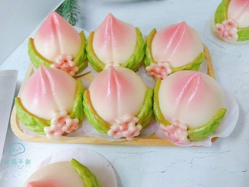 壽桃 壽桃饅頭 壽桃塔 造型饅頭 祝壽 饅頭 拜拜供佛 生日壽桃6入