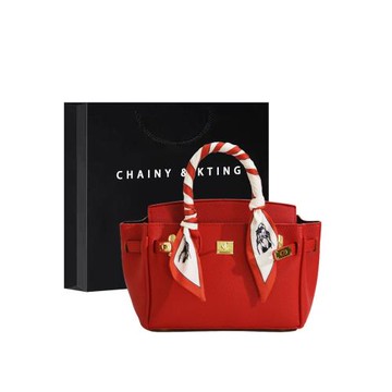 高級感大容量紅色鉑金包女2025新款平時用手提通勤凱莉包新娘婚包