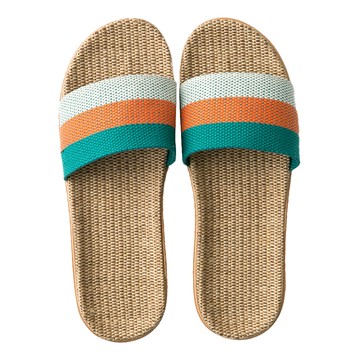 草編簡約線條夏季拖鞋  橘色 + 綠色  M(250mm)  1雙
