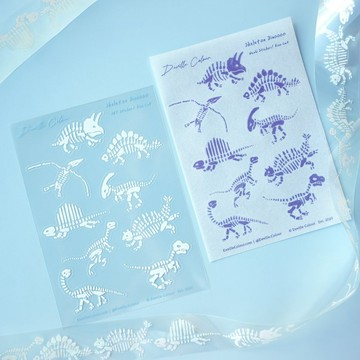 【骨頭恐龍龍龍龍】水彩插畫 和紙貼紙 PET 防水 可愛 手帳