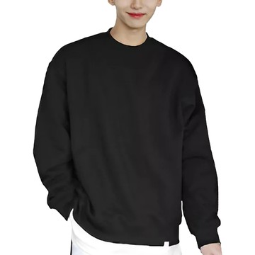 落肩情侶大學T 厚磅挺版大學T AB568  黑  2XL