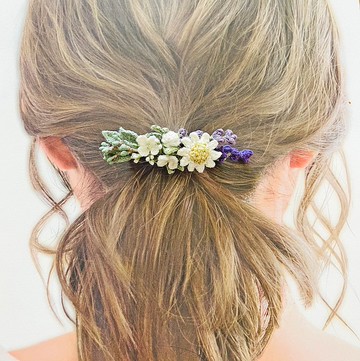 薰衣草洋甘菊 髮夾/鱷魚夾/彈弓夾 日本麻線 細工編織 原野感