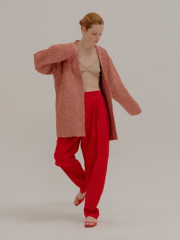 Pobe Oversized Metalic Ribbed-knit Cardigan Bronze