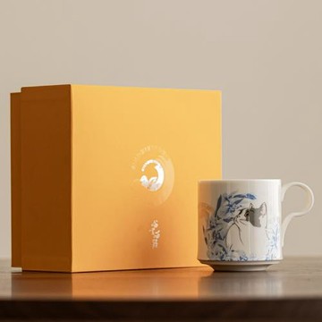 萌貓茶杯陶瓷純手工貼繪白瓷馬克杯高顏值高檔家用禮盒辦公杯茶具