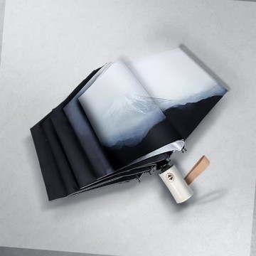 富士山雨傘學生折疊太陽傘遮陽傘晴雨傘防曬防雨兩用傘全自動ins