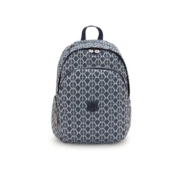 藍灰老花上方拉鍊後背包-DELIA