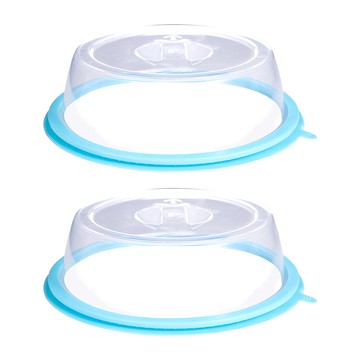 神崎家居 可堆疊冷藏微波密封保鮮蓋 藍色 195 x 45mm  2個