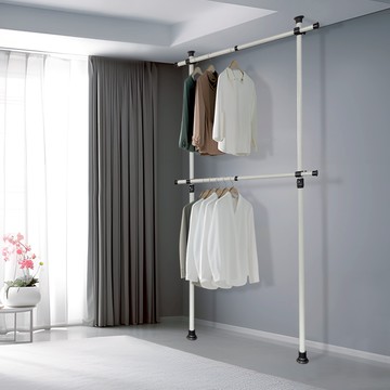 Gahwa 實用基本款 兩層吊衣桿 NLB2200  寬度: 75-120cm  高度: 150-240cm  象牙色