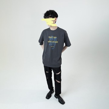 Blah blah blah..字樣印花T恤 / 白 深灰 /