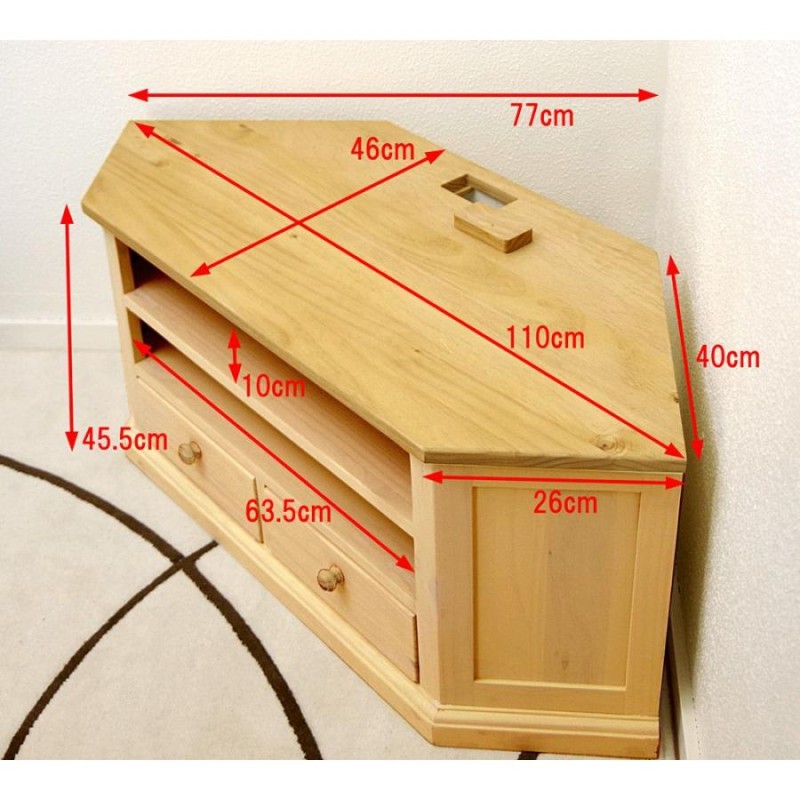 カントリーローテレビボード 角置きコーナーテレビボード 天然木 ローテレビ台 LCTV-01BJwood 木製取っ手 高さ約45ｃｍ 幅110ｃｍ |  LINEブランドカタログ