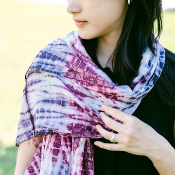 天然染棉圍巾