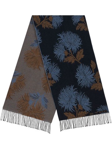 ETRO - floral-print jacquard wool scarf - men - Wool - One Size - Blue