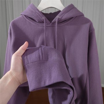 夢幻神秘鳶尾紫！美式460g重磅葡萄紫純棉衛衣女深紫色加絨連帽衫