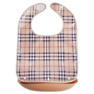 YUNMI 3D立體老人圍兜/成人圍兜/銀髮族圍兜/大童圍兜/長輩口水兜 調節頸圍 防水防油  卡其色  1個