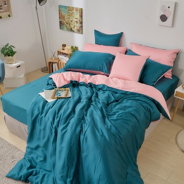 戀家小舖 100%天絲 床包 / 雙人加大【孔雀藍】60支天絲 含兩件枕套 永恆系列 台灣製