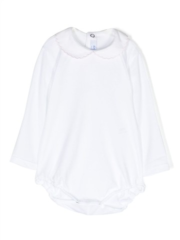 Siola - scallop-trim long-sleeved bodysuit - kids - Elastane/Cotton - 18 mth - White