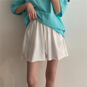 白色闊腿褲高腰休閑褲子女年新款夏季寬松顯瘦直筒百搭短褲潮