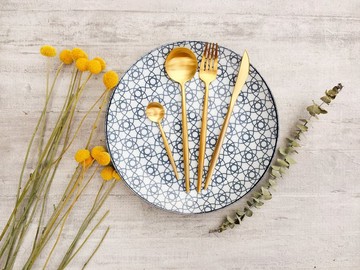 不鏽鋼餐具組 / 四件 - 金色