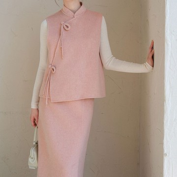 【100%羊毛】新中式復古風 溫婉斜襟雙面外套/馬甲/坎肩