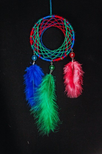 純手工捕夢網 Handmade Dreamcatcher－【編織月亮－桃紅綠藍】