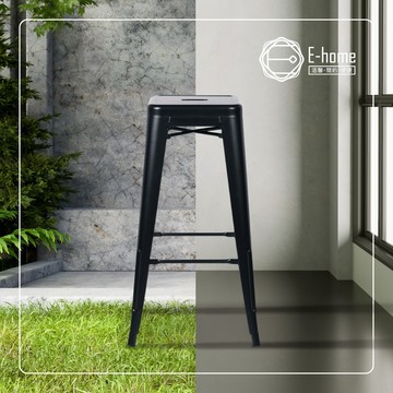 E-home 亞尼工業風可堆疊金屬吧臺椅 高76cm 高腳椅 升降椅 餐桌椅 椅子 吧台椅